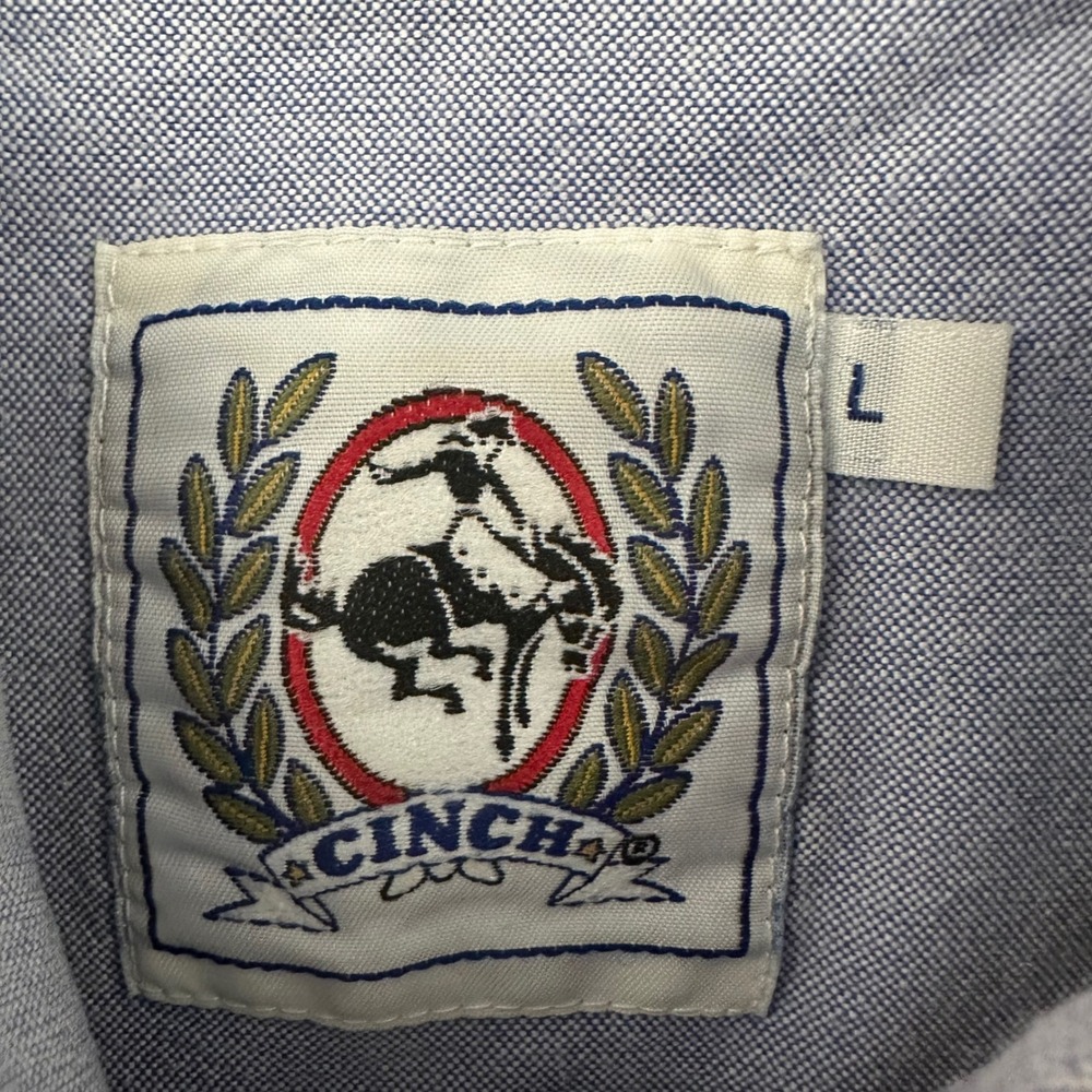 Cinch Mens Western Long Sleeve Check Shirt Snap Button‎ Embroidered Logo Size L - Picture 2 of 4